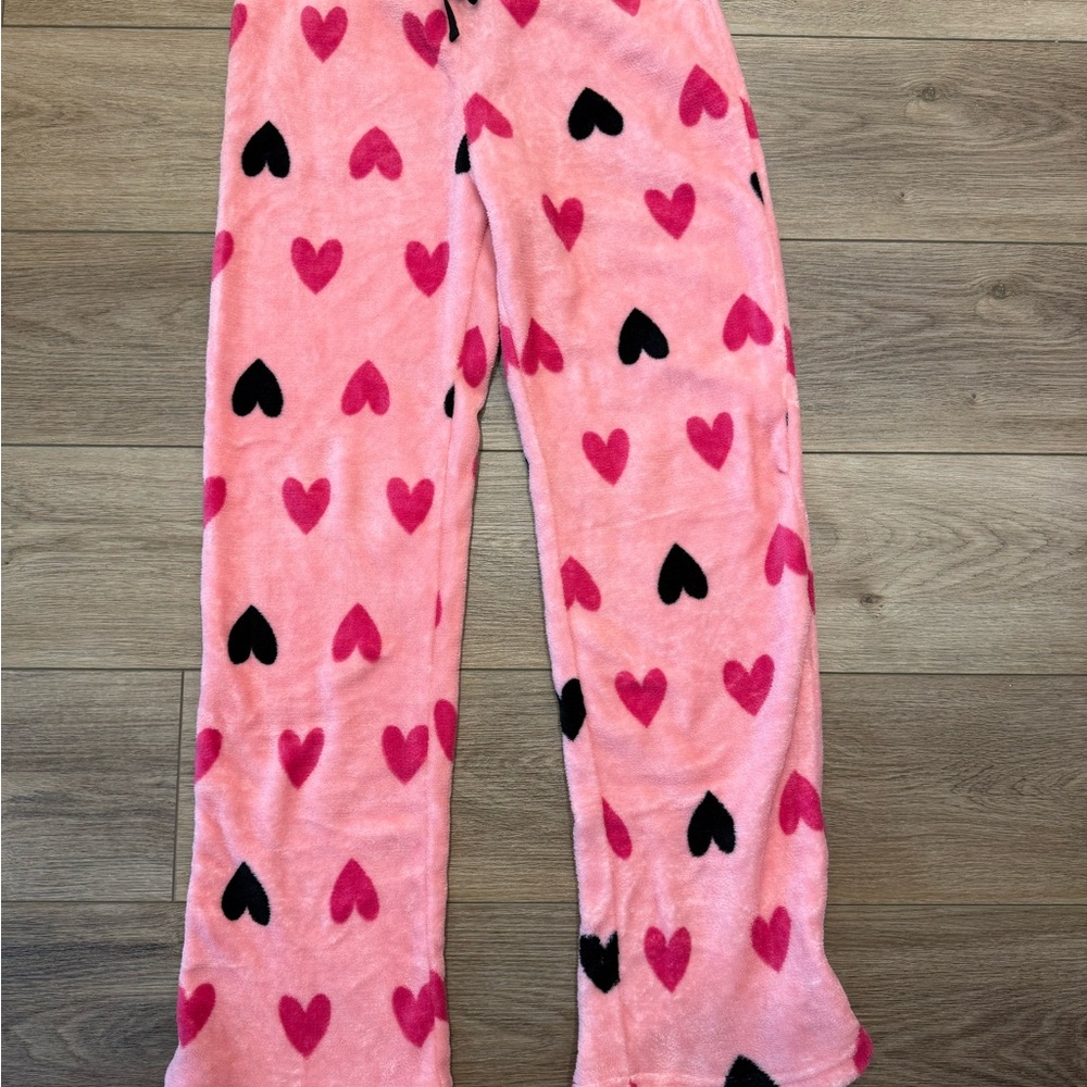 Pink and Black Heart Pattern Pajama Bottoms